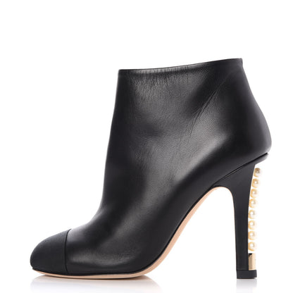 Chanel Lambskin Grossgrain Pearl Cap Toe Boots 36 Black 1 of 9