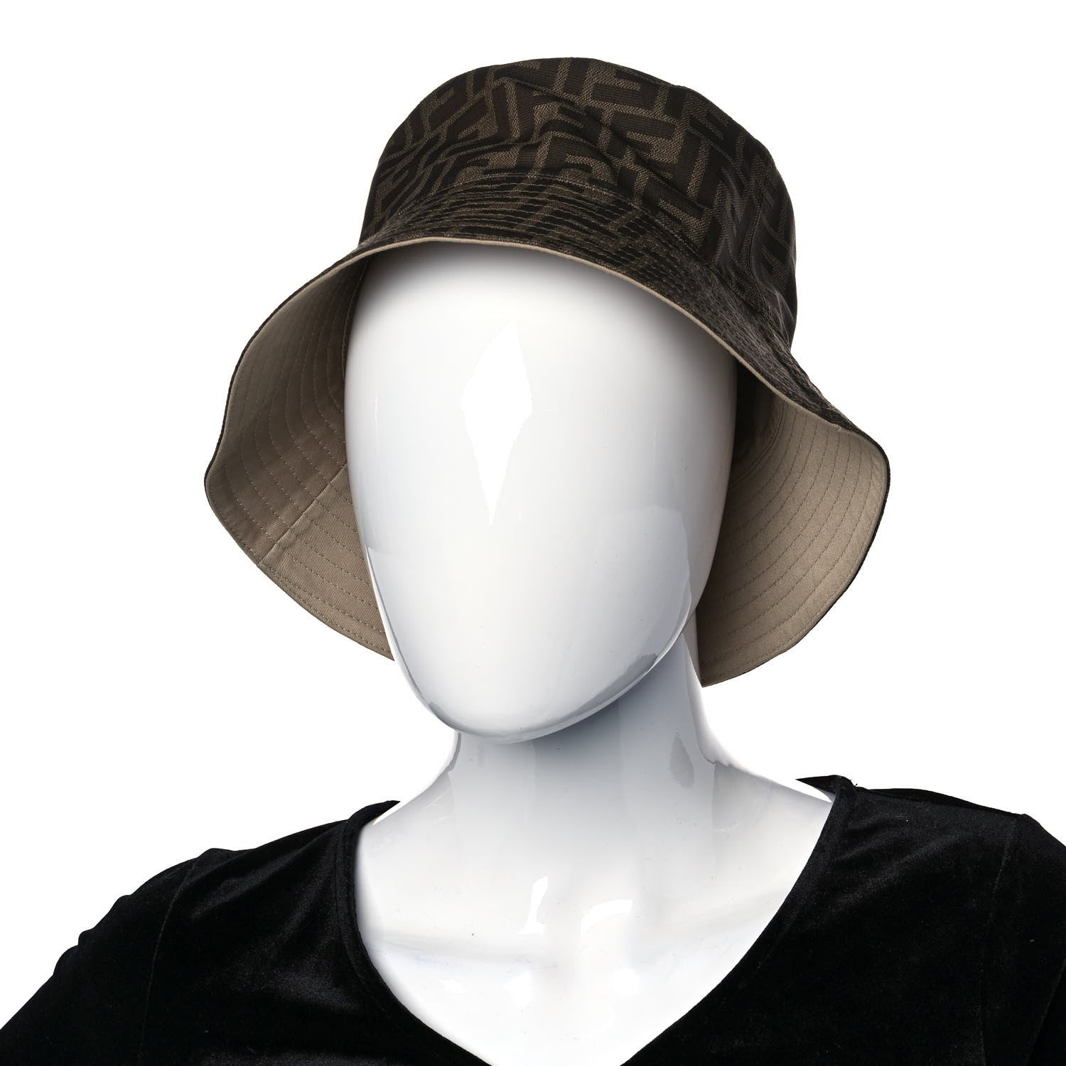 Fendi Technical Fabric FF Reversible Bucket Hat M Tobacco Beige 2 of 11
