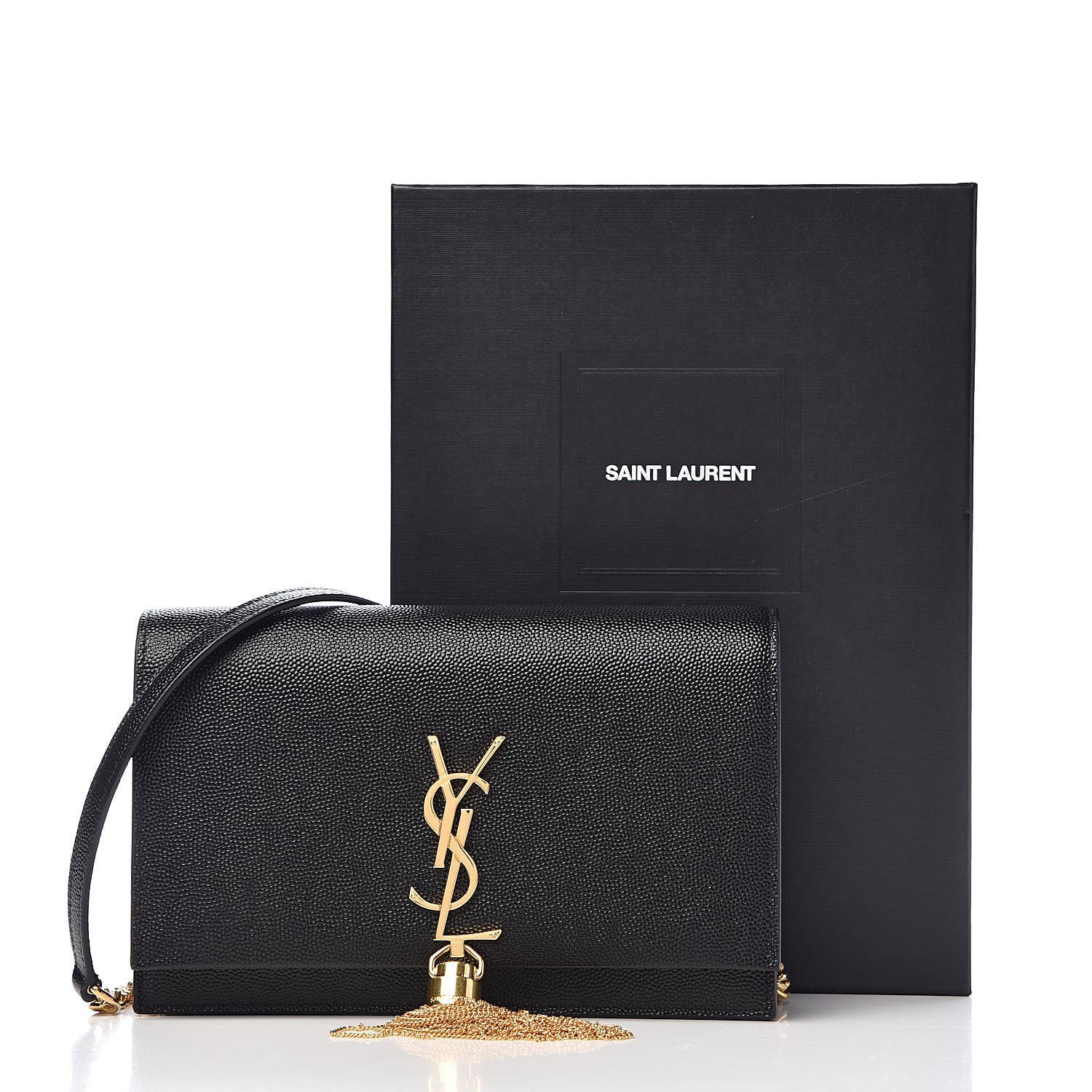 Saint Laurent Grain De Poudre Classic Monogram Kate Tassel Chain Wallet Black 9 of 9