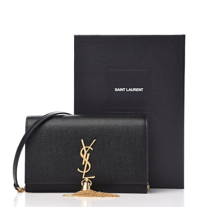 Saint Laurent Grain De Poudre Classic Monogram Kate Tassel Chain Wallet Black 9 of 9
