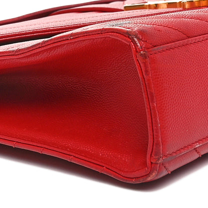 Saint Laurent Grain De Poudre Matelasse Chevron Large Monogram Satchel Lipstick Red 8 of 11