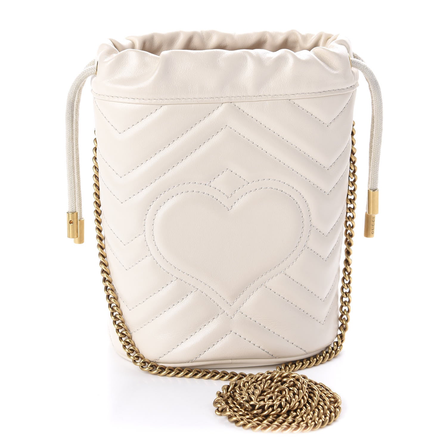 Gucci Calfskin Matelasse Mini GG Marmont 2.0 Bucket Bag White 3 of 11