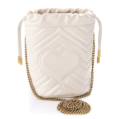 Gucci Calfskin Matelasse Mini GG Marmont 2.0 Bucket Bag White 3 of 11