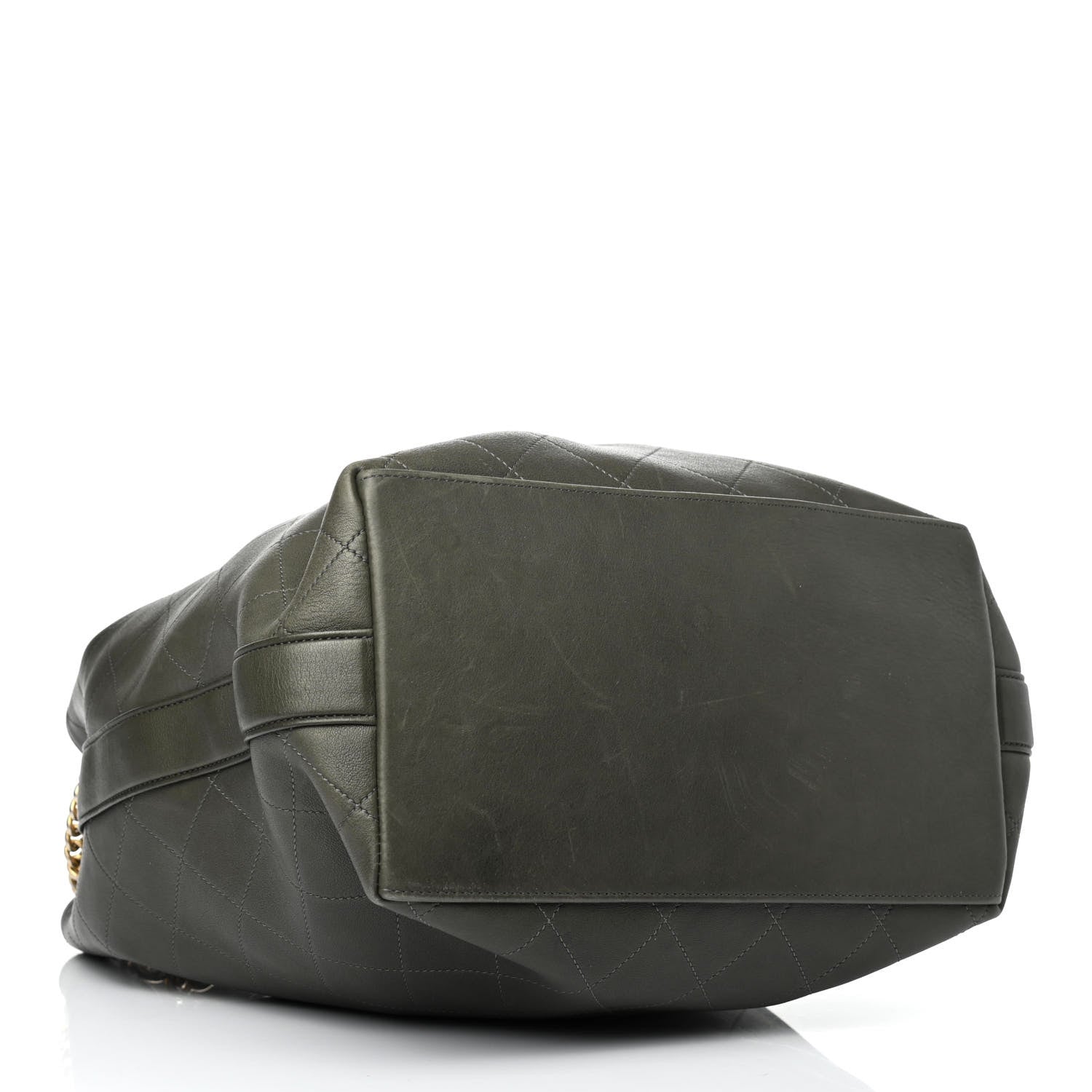 Chanel Calfskin Quilted Small On My Shoulder Drawstring Bag Dark Green 3 of 4