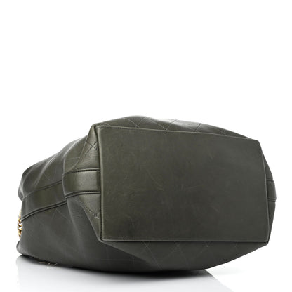 Chanel Calfskin Quilted Small On My Shoulder Drawstring Bag Dark Green 3 of 4