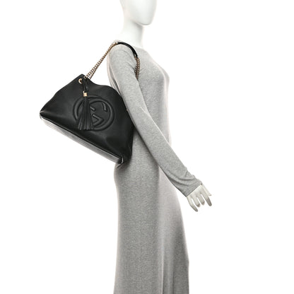 Gucci Pebbled Calfskin Medium Soho Chain Shoulder Bag Black 2 of 11