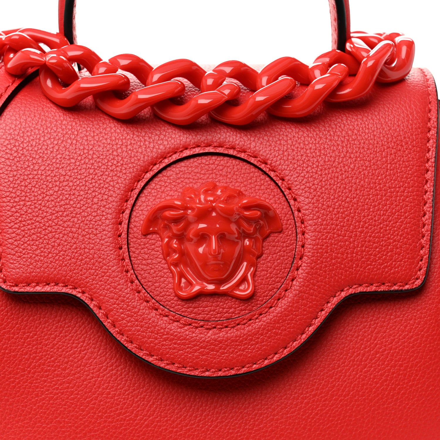 Versace Grained Calfskin Small La Medusa Top Handle Bag Red 7 of 10