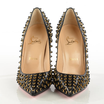 Christian Louboutin Kid Specchio Follies Cabo 100 Pumps 38.5 Black Gold 2 of 7