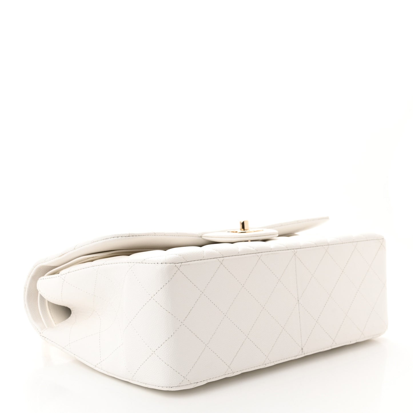 Caviar Quilted Jumbo Double Flap White