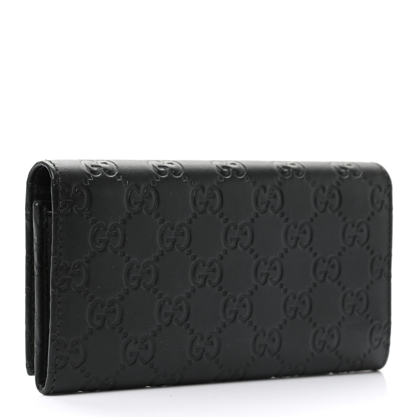Guccissima Metal Bar Continental Flap Wallet Black