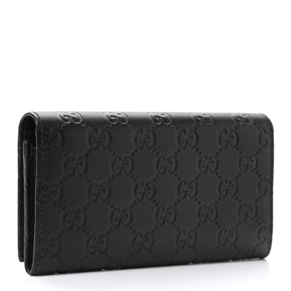 Gucci Guccissima Metal Bar Continental Flap Wallet Black 3 of 7