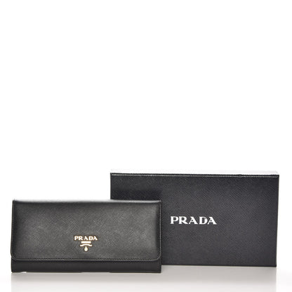 Prada Saffiano Metal Continental Flap Wallet Nero Black 9 of 9