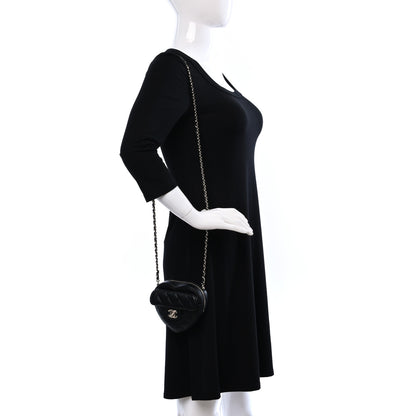 Chanel Lambskin Quilted CC In Love Heart Clutch With Chain Black 2 of 8