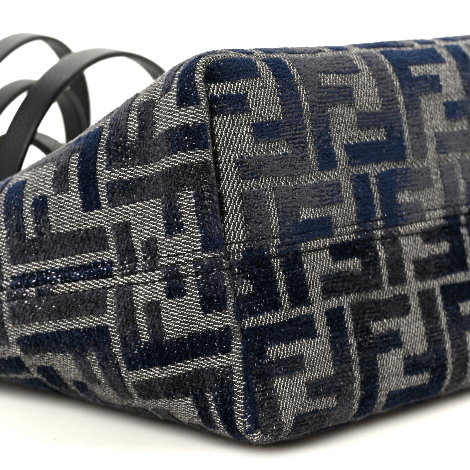 Fendi Chenille Vitello Santa Barbara FF Mini Roll Tote Navy 10 of 11