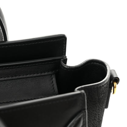 Celine Bullhide Calfskin Nubuck Bi-Color Nano Luggage Black White 11 of 13