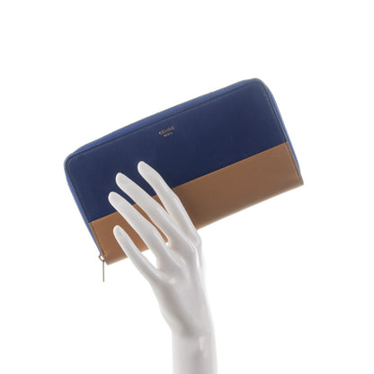 Celine Lambskin Large Zip Around Multifunction Wallet Indigo Tan 2 of 9