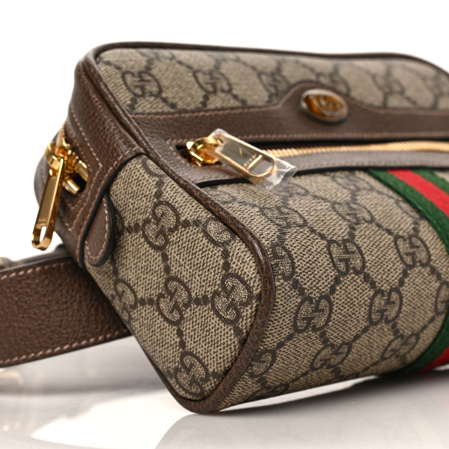 GG Supreme Monogram Web Small Ophidia Belt Bag 85 34 Dark Brown