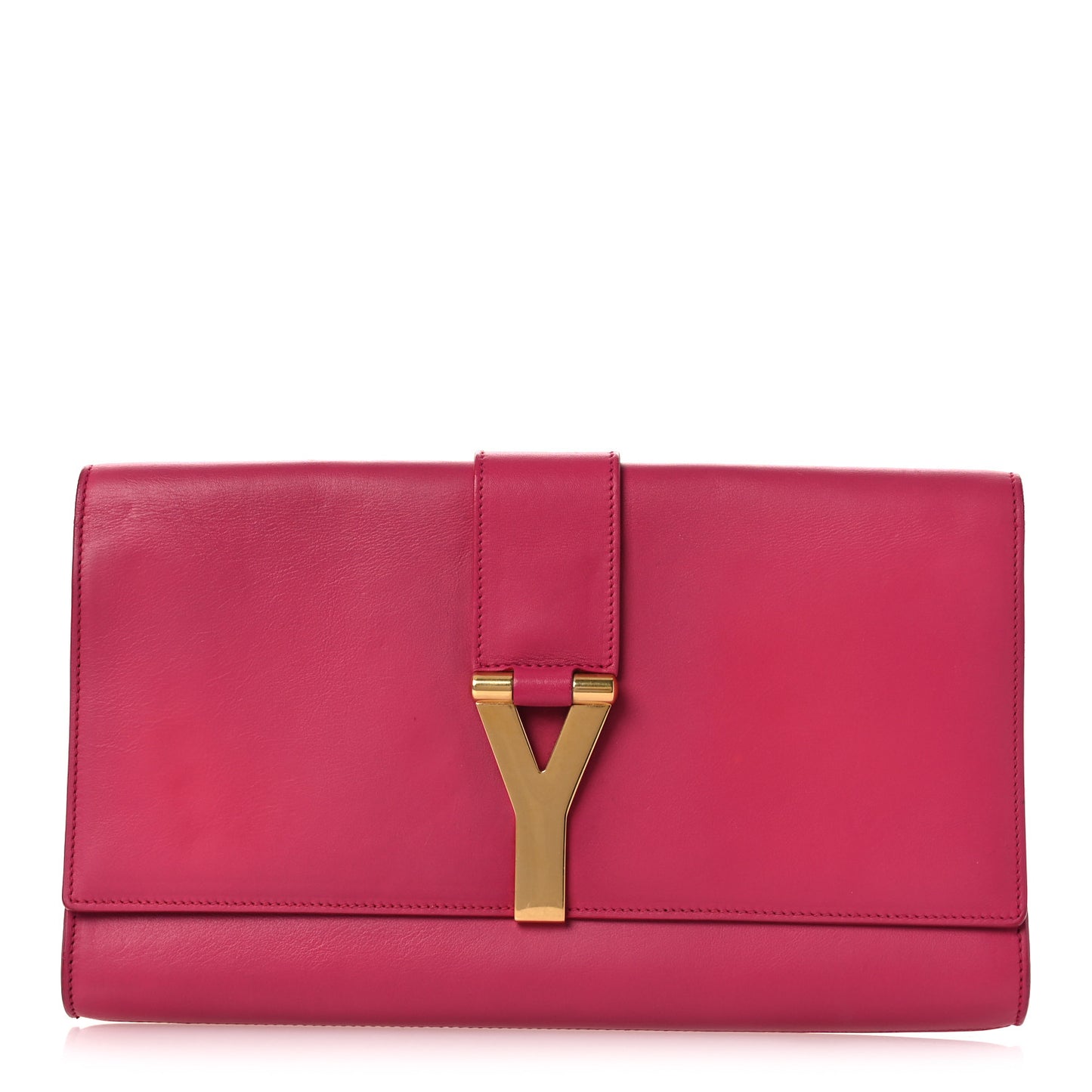 Calfskin Classic Y Ligne Clutch Fuchsia