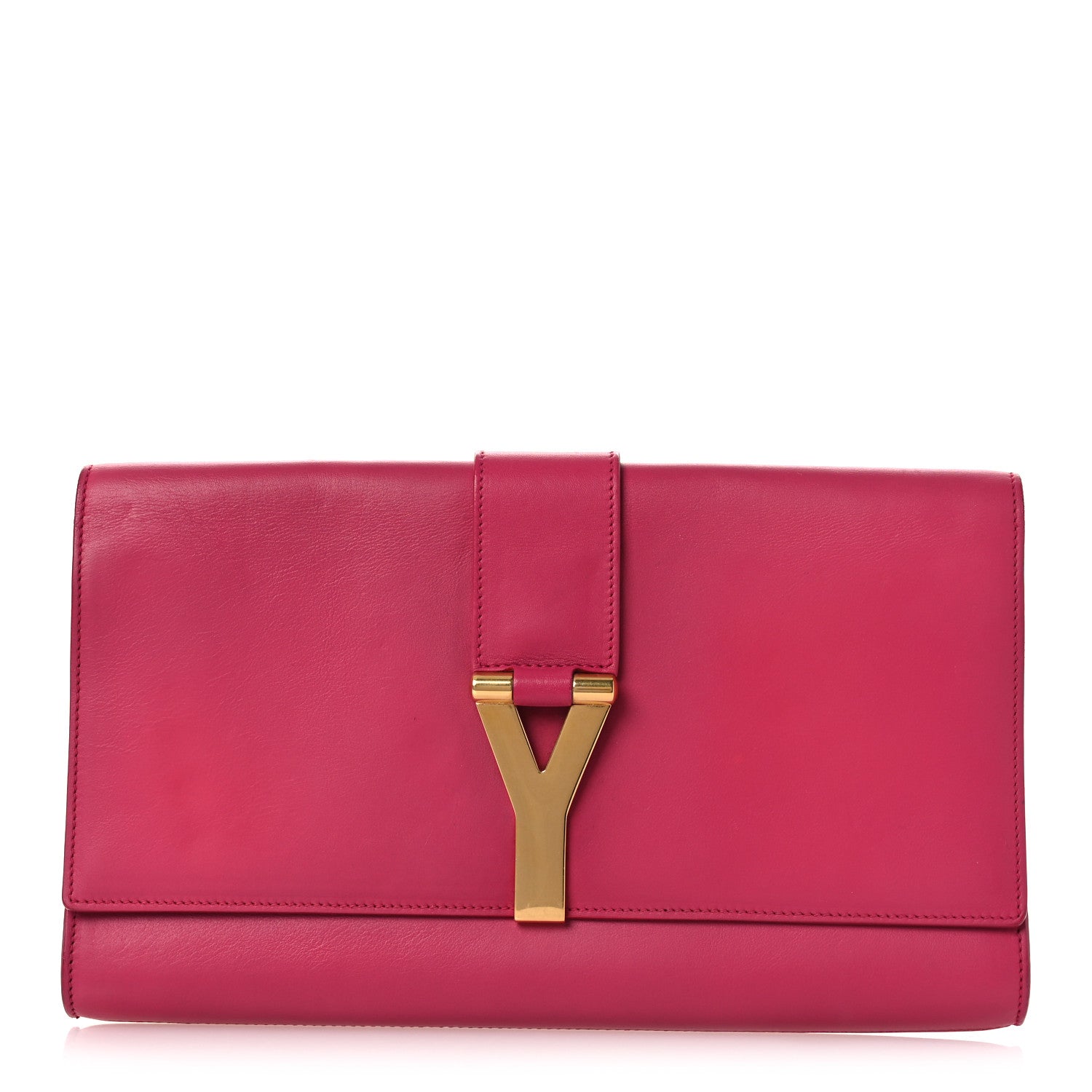 Saint Laurent Calfskin Classic Y Ligne Clutch Fuchsia 1 of 13
