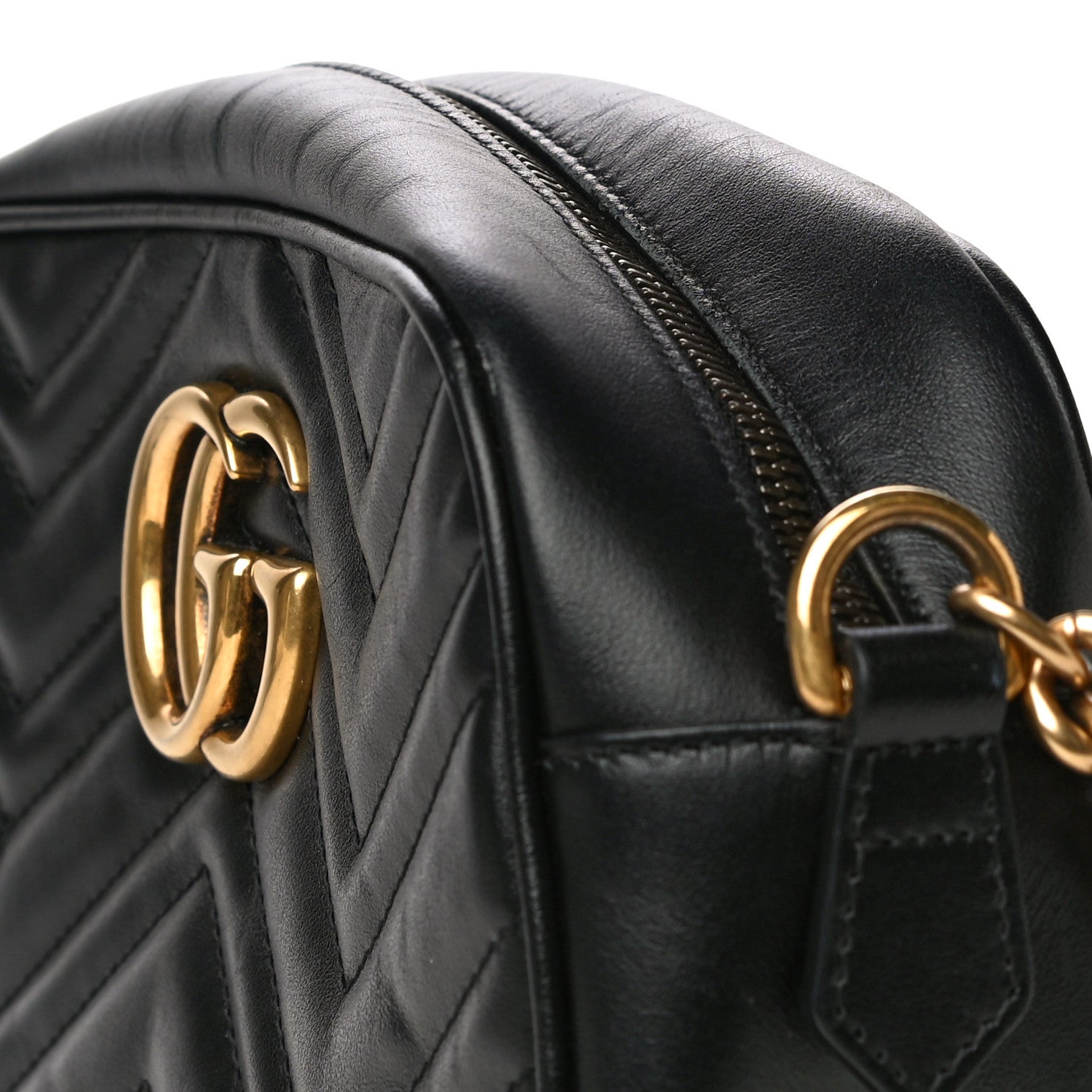 Gucci Calfskin Matelasse Small GG Marmont Chain Shoulder Bag Black 12 of 12