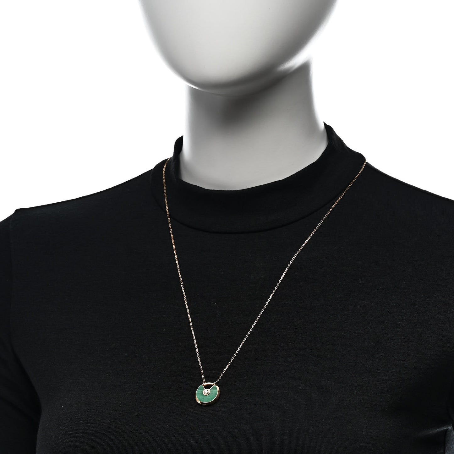 18K Pink Gold Diamond Malachite SM Amulette de Cartier Pendant Necklace