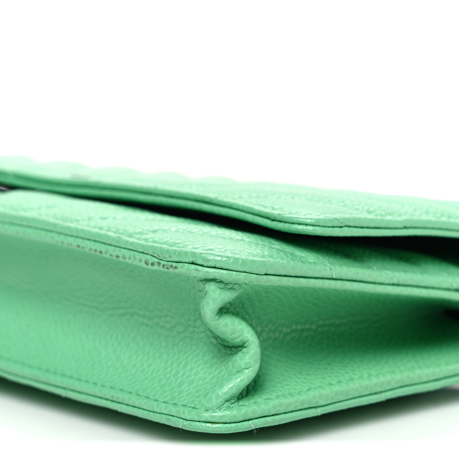 Chanel Caviar Chevron Quilted Wallet On Chain WOC Green 11 of 12