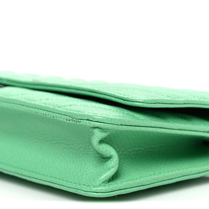 Chanel Caviar Chevron Quilted Wallet On Chain WOC Green 11 of 12