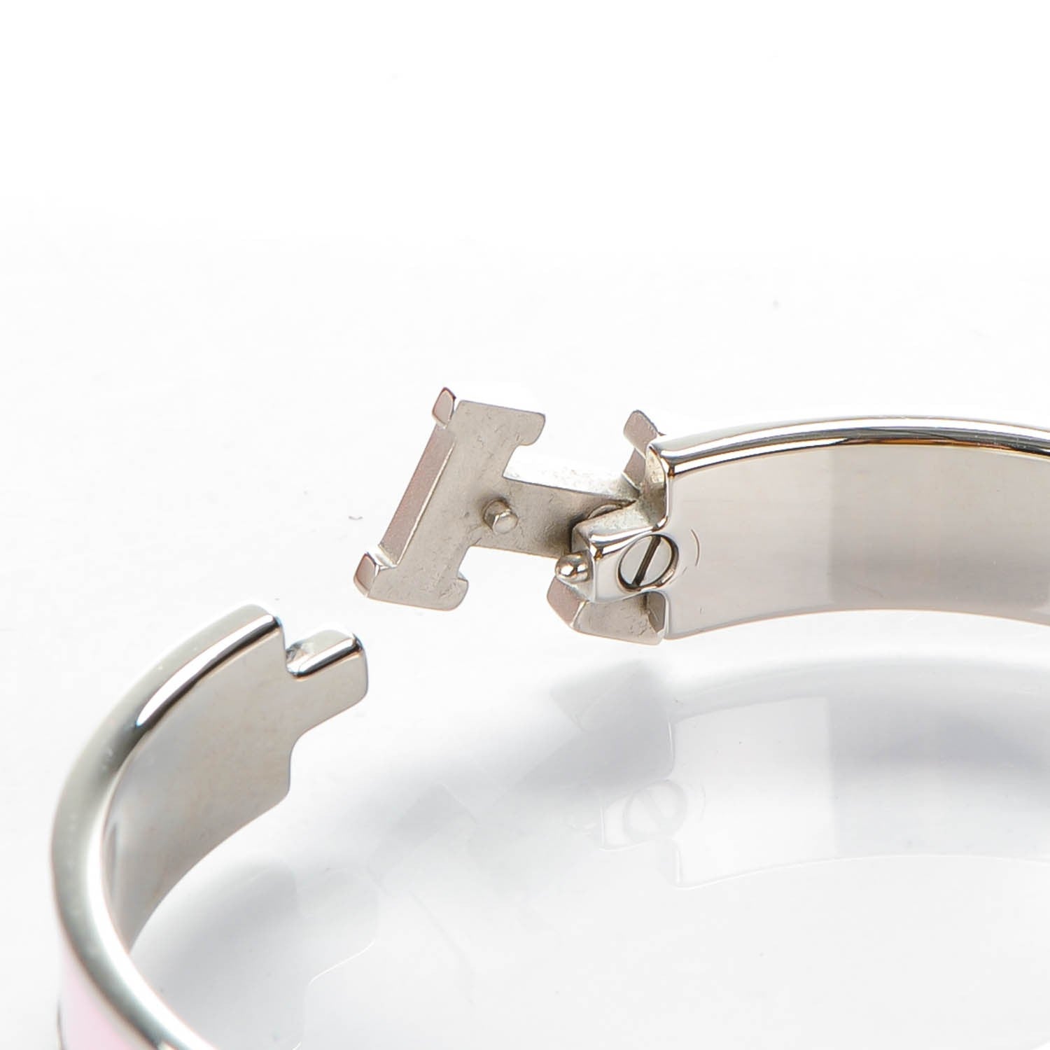 Hermes Enamel Narrow Clic Clac H Bracelet PM Rose Poudre 4 of 6