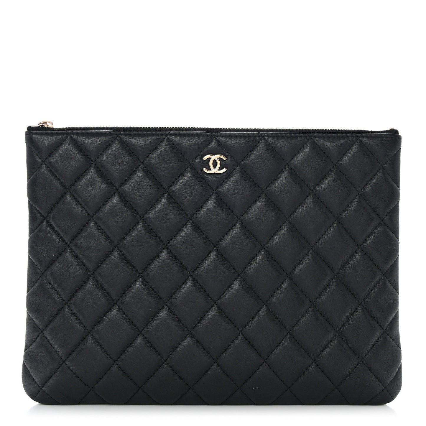 Lambskin Quilted Medium Cosmetic Case Black
