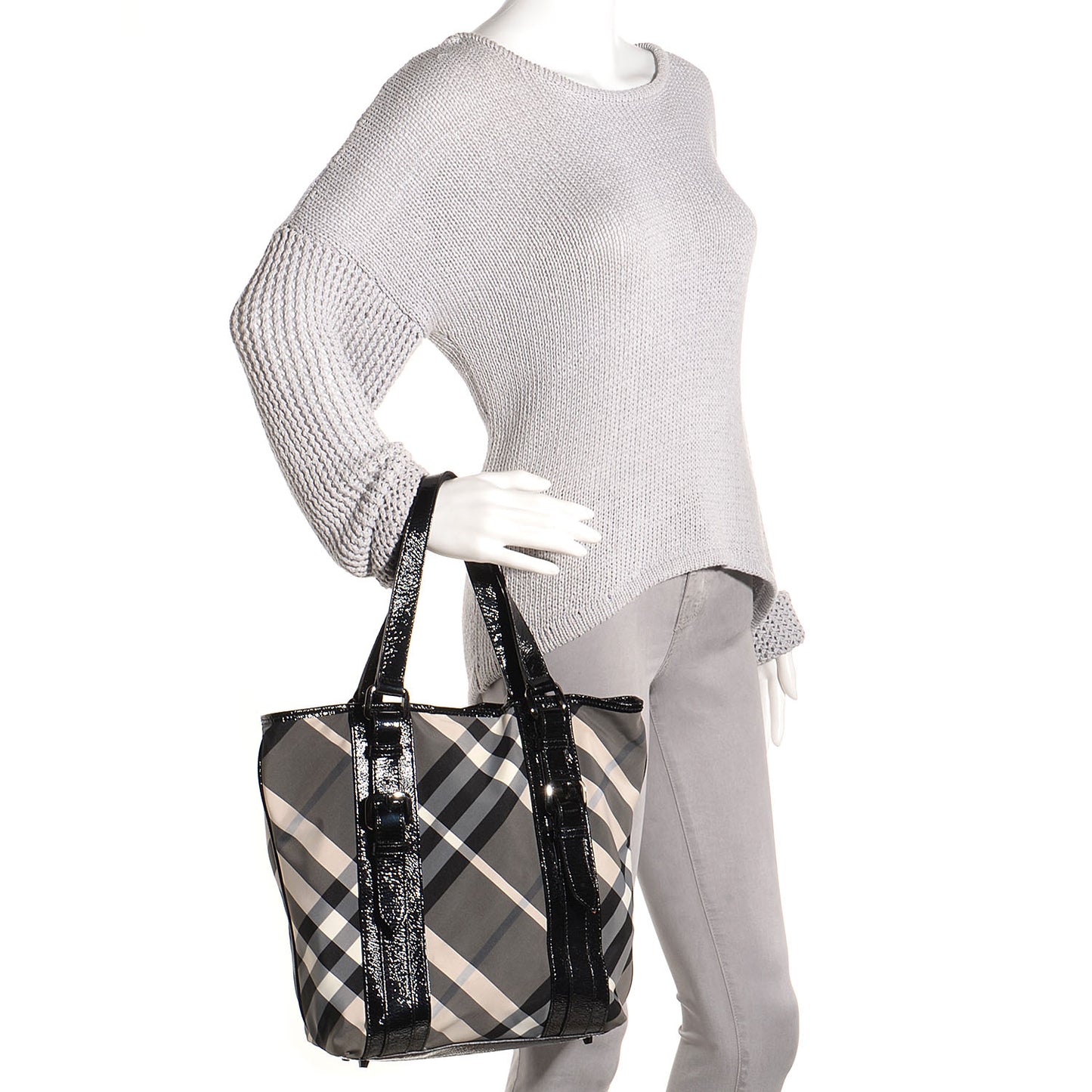 Nylon Beat Check Small Victoria Tote Black