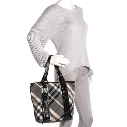 Burberry Nylon Beat Check Small Victoria Tote Black 2 of 8
