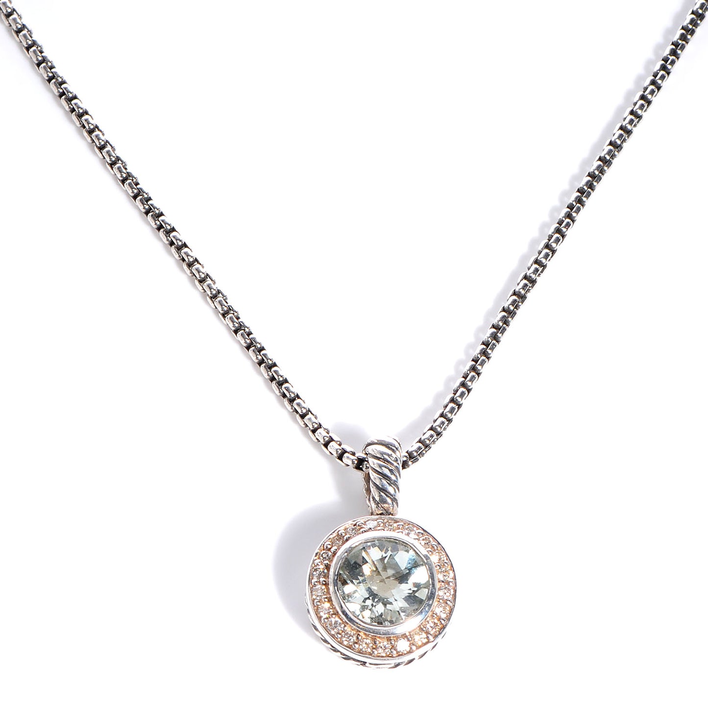 Sterling Silver Prasolite 8mm Petite Cerise Pendant Cable Necklace