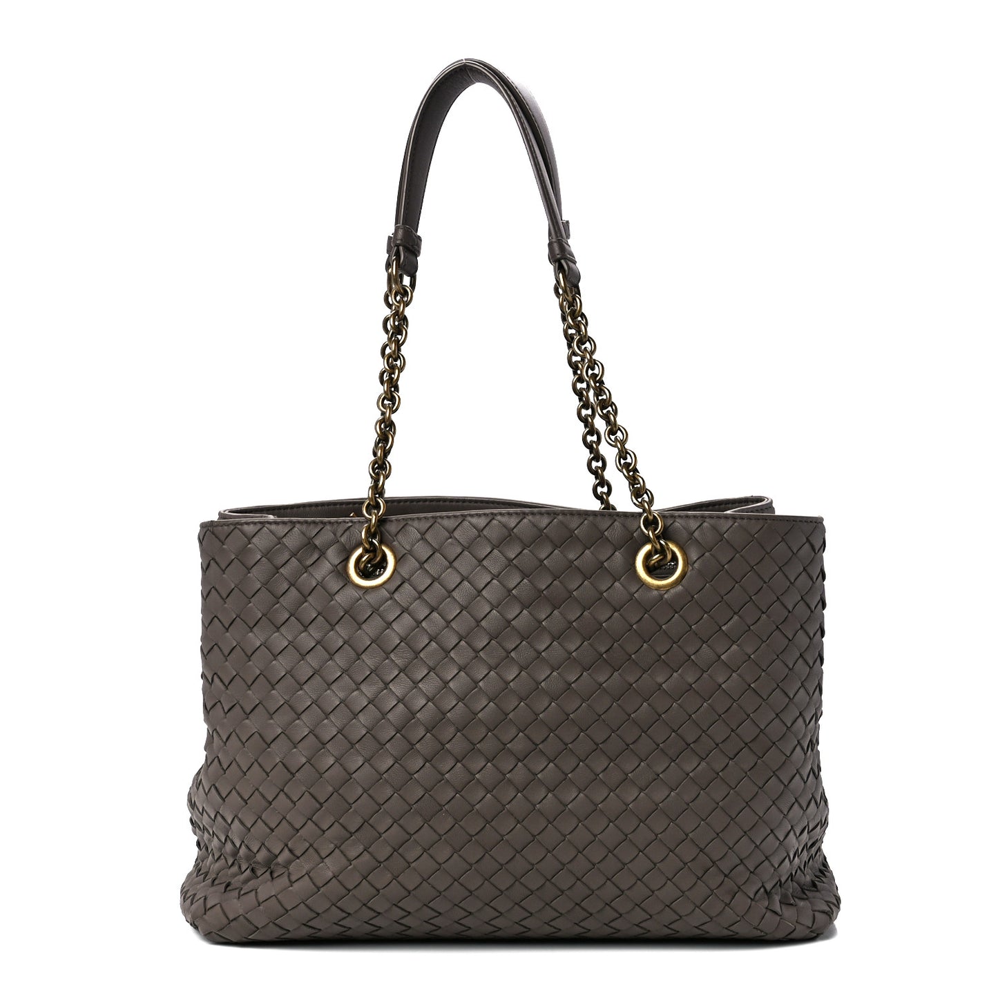 Nappa Intrecciato Large Classic Chain Strap Tote Brown