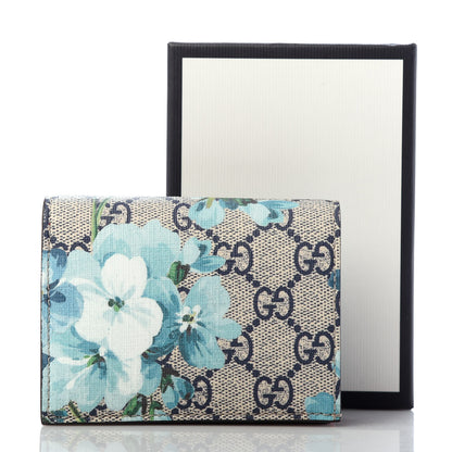 Gucci GG Supreme Monogram Blooms Card Case Wallet Beige Blue Navy Hibiscus Red 7 of 7