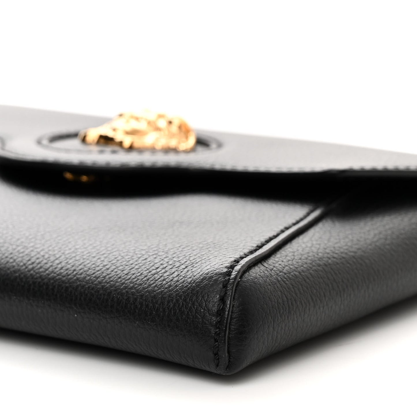 Grained Calfskin La Medusa Chain Crossbody Bag Black