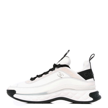 Chanel Velvet Calfskin Mixed Fibers CC Sneakers 39.5 Ivory Black 1 of 4