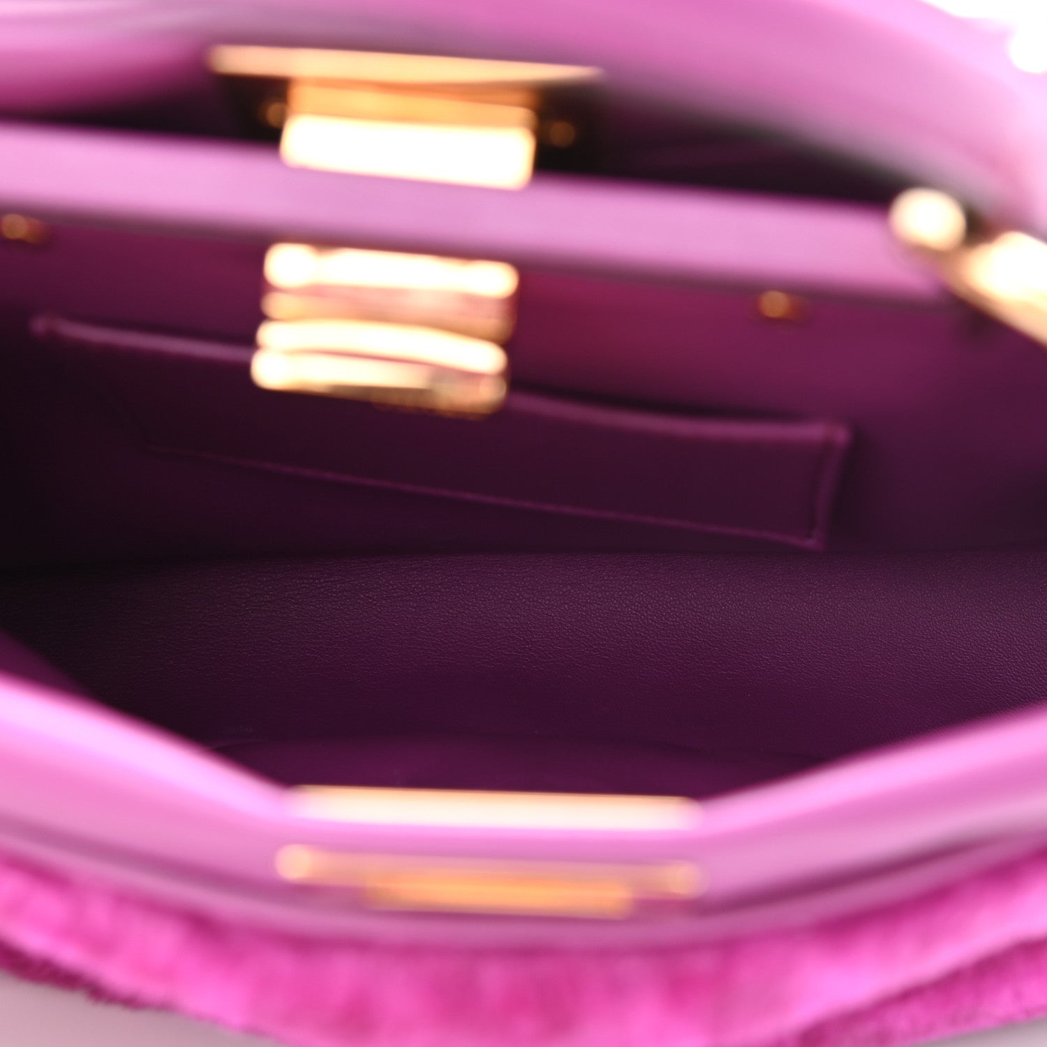 Fendi Shearling Nappa Macro FF 1974 Mini Peekaboo Iconic Satchel Bouganville Magenta Lilac 5 of 10