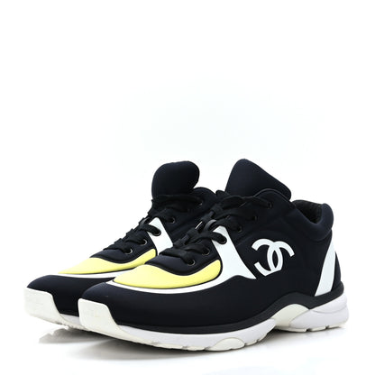 Chanel Mesh Lycra Thermoplastic Mens Sneakers 43 Black White Yellow 3 of 7
