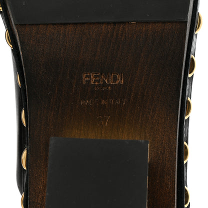 Fendi Vitello Baguette 25/60mm Clogs 37 Black 6 of 7