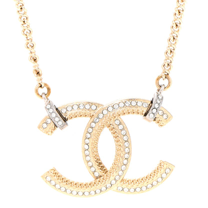 Chanel Crystal CC Pendant Necklace Gold 4 of 7