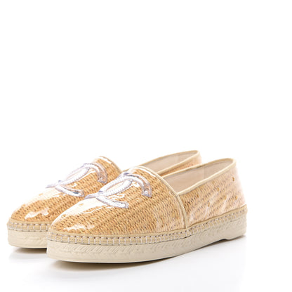 Chanel PVC Raffia CC Espadrilles 35 Beige 3 of 11