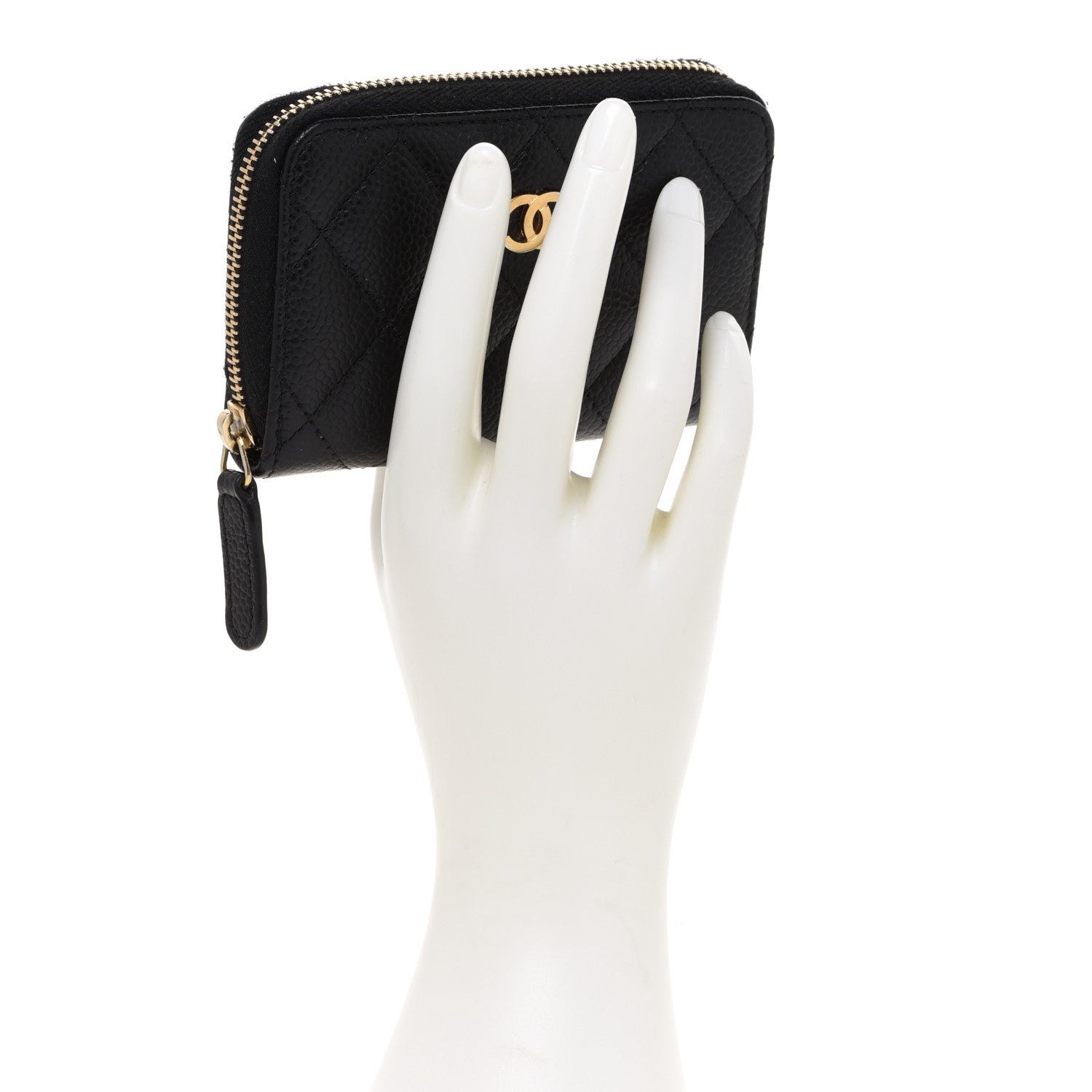 Chanel Caviar Quilted Zip Coin Purse Black 2 of 8