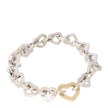 Tiffany Sterling Silver 18K Yellow Gold Heart Links Bracelet 1 of 3