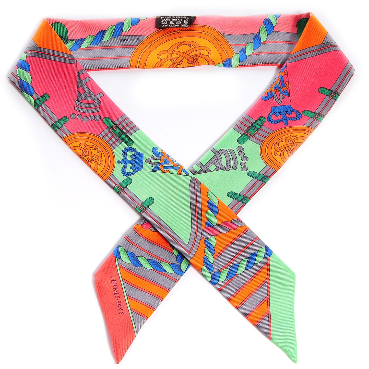 Silk Grande Tenue Twilly Vert Orange Corail