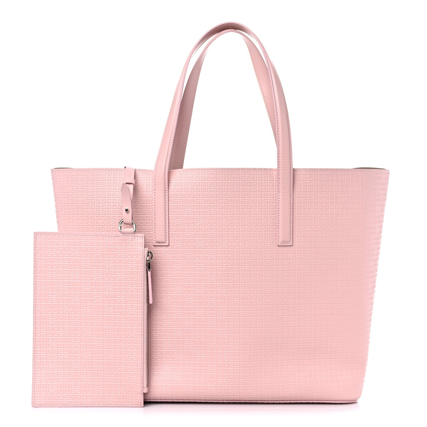 Calfskin Logo Embossed Wing Shopper Tote Blush Pink