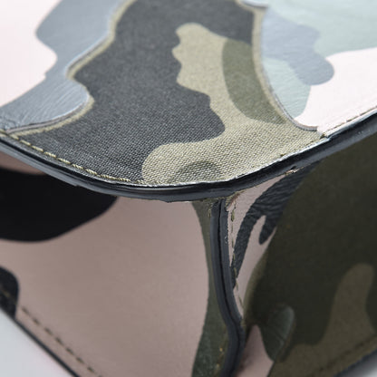 Valentino Garavani Nappa Canvas Camouflage Medium Glam Lock Rockstud Flap Fuxia Fluo 12 of 14