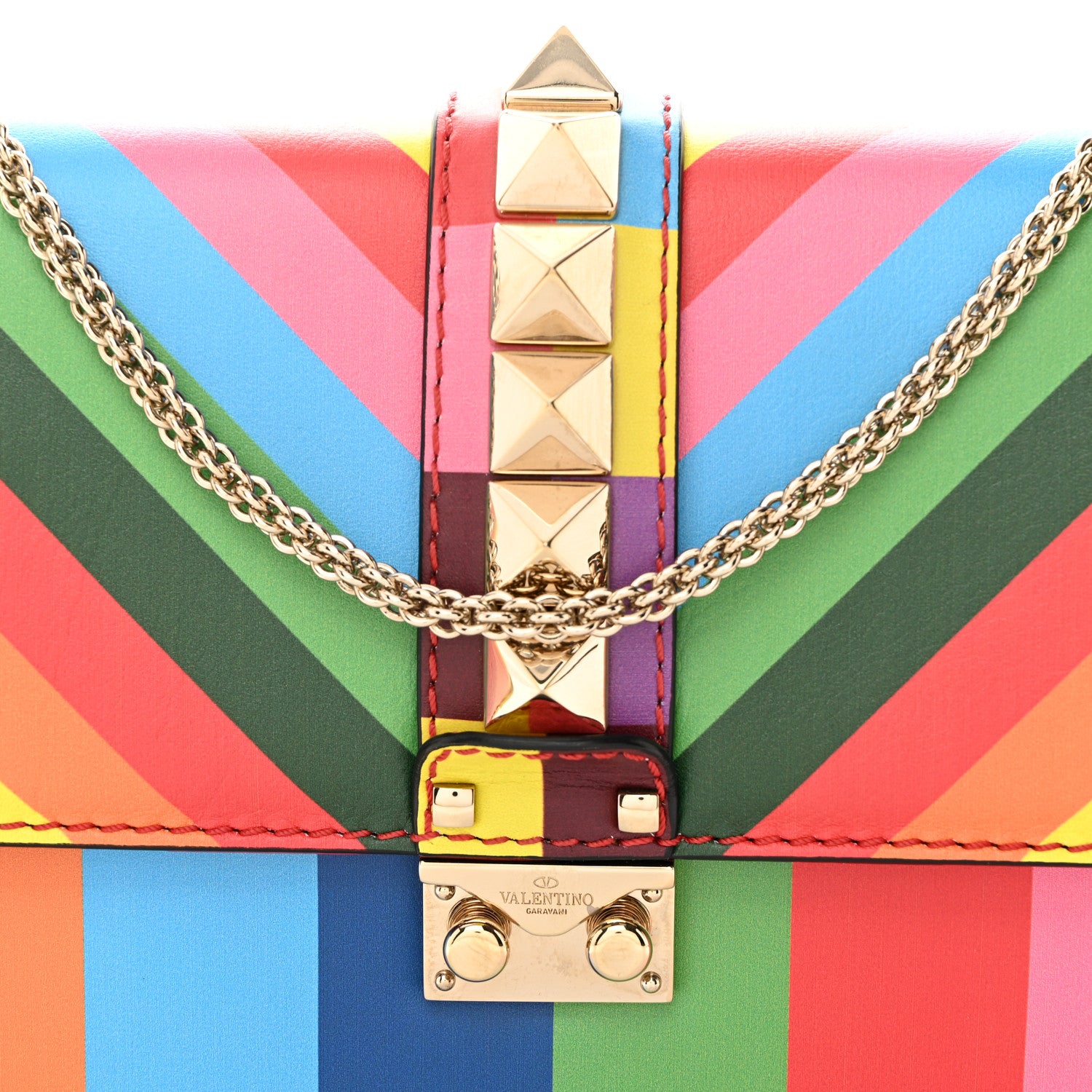 Valentino Garavani Vitello 1973 Medium Glam Lock Rockstud Flap Multicolor 8 of 10