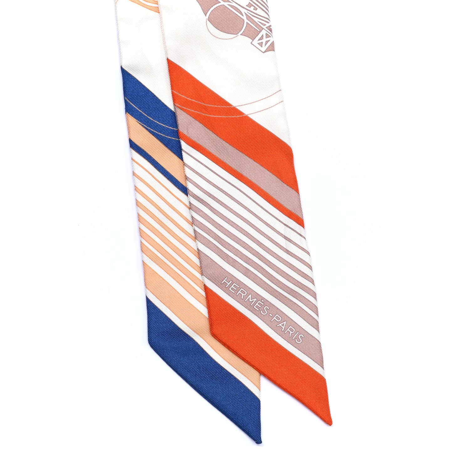 Hermes Silk Ex-Libris Twilly Creme Orange Beige 2 of 4