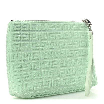 Givenchy Terry Cloth Logo Zipped Pouch Aqua Green 3 of 13