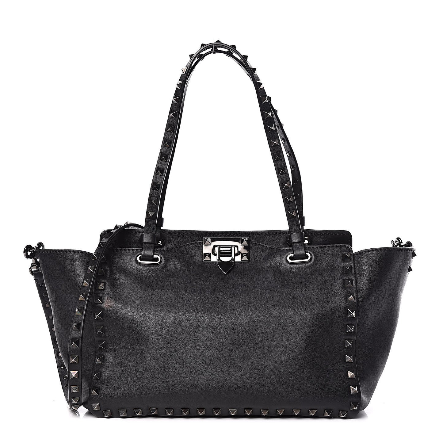 Vitello Small Rockstud Tote Black